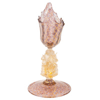 Antique Venetian Murano Hand Blown Glass Gold Centerpiece Coupe Salviati, 1910