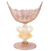 Antique Venetian Murano Hand Blown Glass Gold Centerpiece Coupe Salviati, 1910
