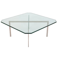 Early MCM Glass Stainless Steel Barcelona Table Mies Van Der Rohe Knoll, 1955