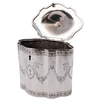 Antique Georgian Locking Sterling Silver Tea Caddy Henry Chawner London, 1787