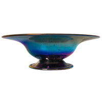 A Large Antique Art Nouveau Tiffany Blue Glass Favrile Footed Bowl Compote, Circa 1910