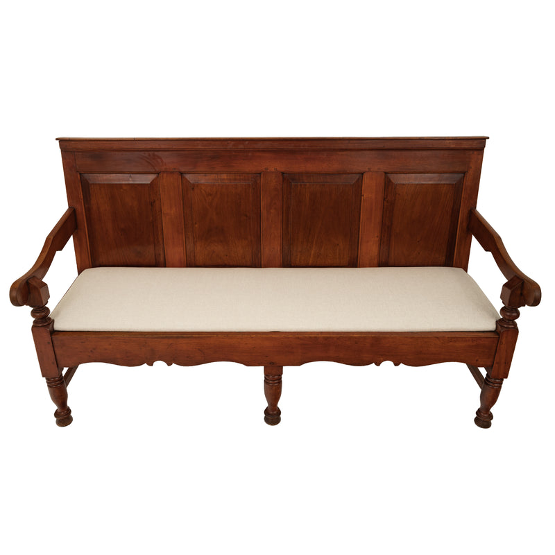 Antique 18th Century American Colonial Cherry Paneled Tavern Bench Settle, 1780