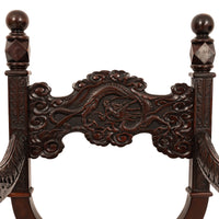 Antique American Robert Mitchell Carved Chinoiserie Savonarola Dragon Chair Circa 1900