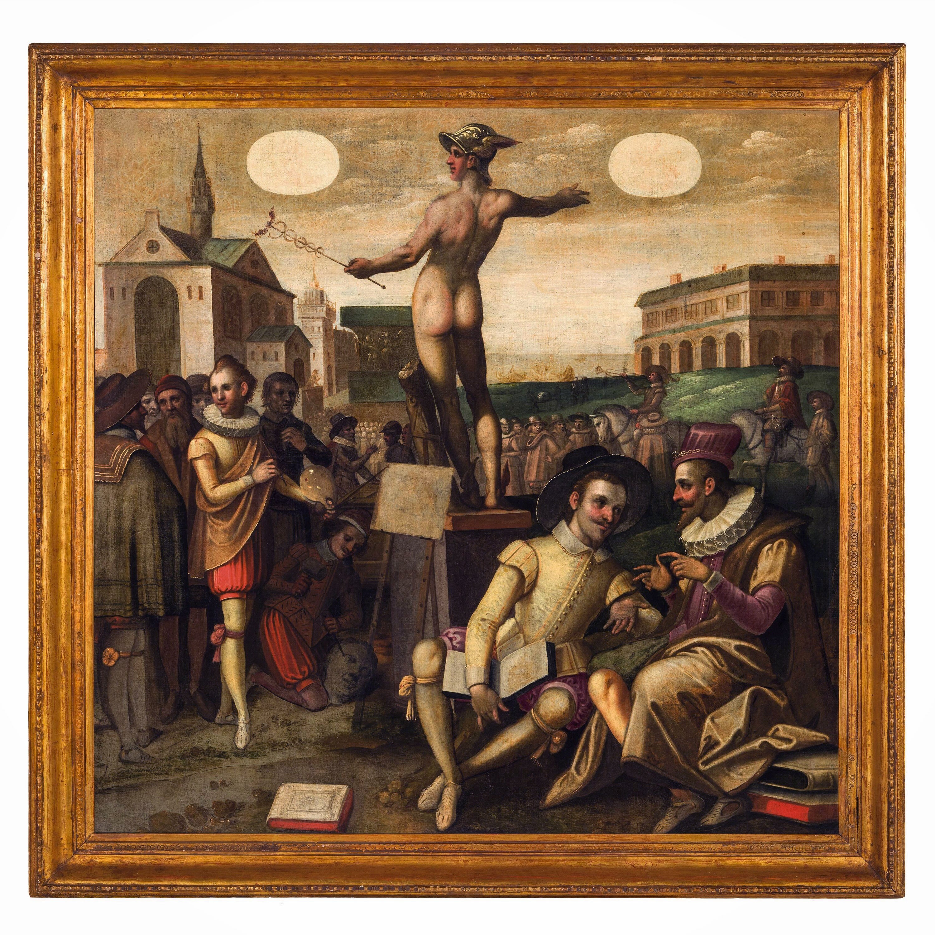 Italian Renaissance Allegorical Oil on Canvas Painting Jan