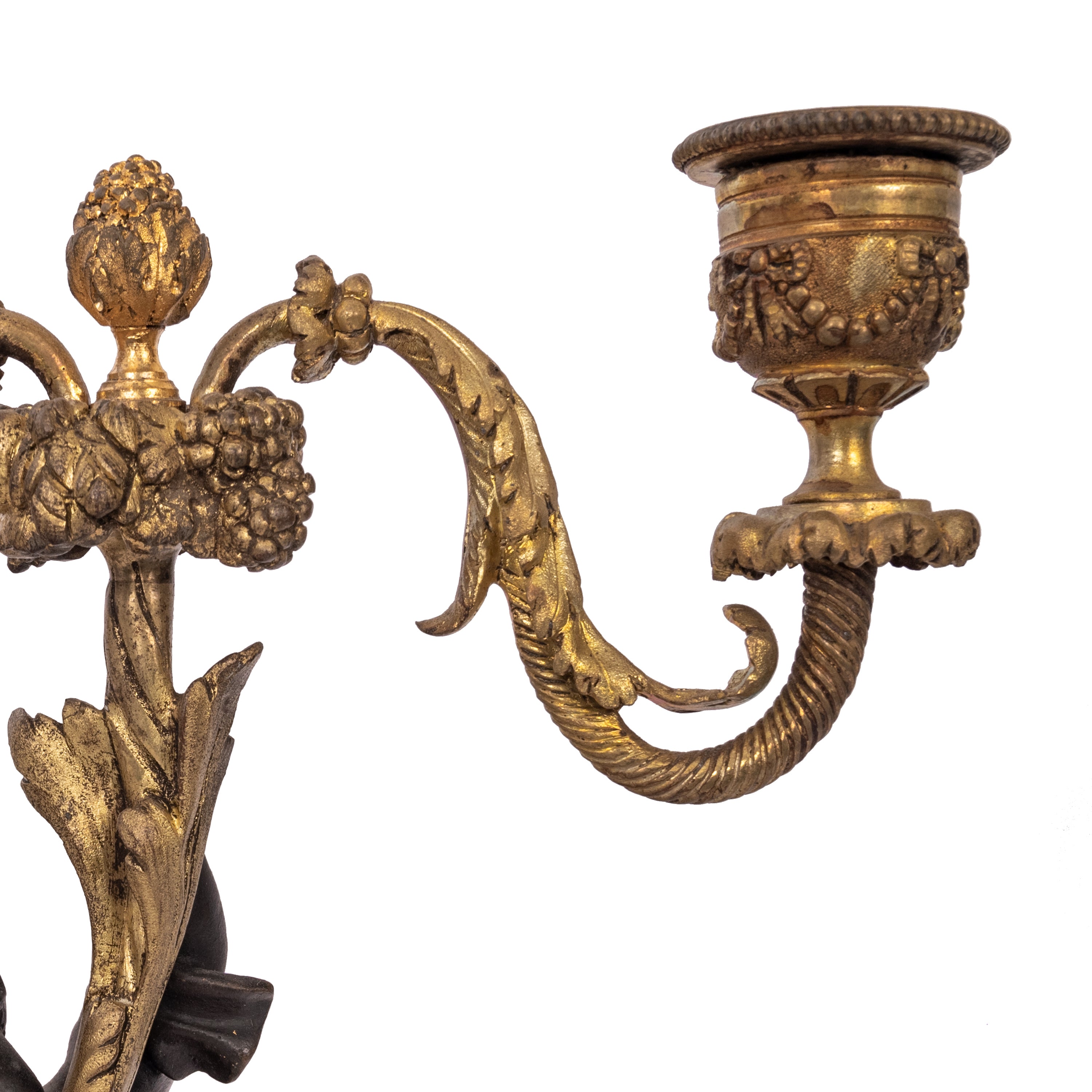 Pair Antique French Louis XVI Parcel-Gilt Bronze & Marble