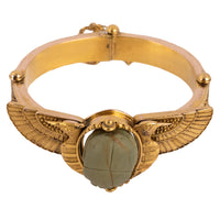 Antique 22 Karat Gold Egyptian Etruscan Revival Scarab Beetle Bracelet 1870