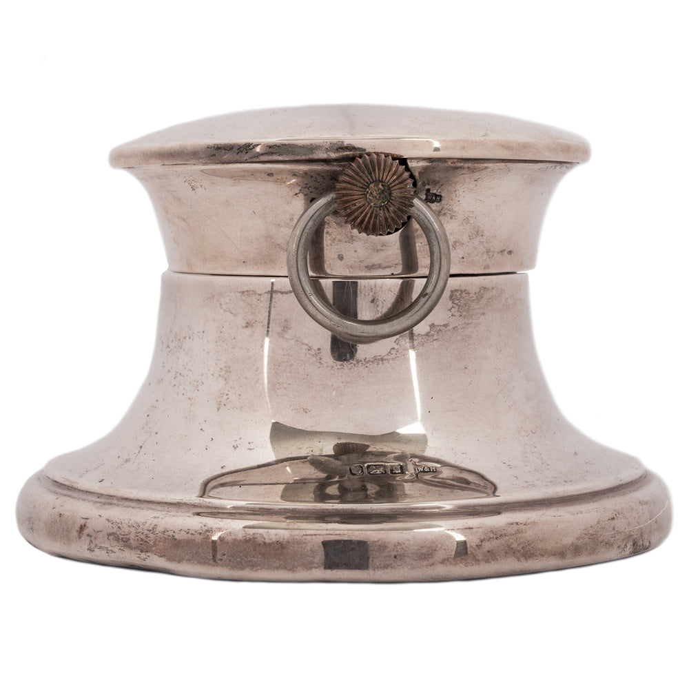 Antique Sterling Silver Walker & Hall Sheffield Capstan Desk Inkwell C ...