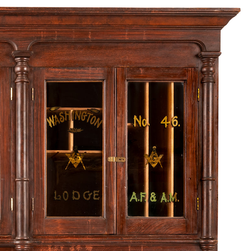 Antique Masonic Temple Display Filing Cabinet Bookcase Washington Lodge, Circa 1880