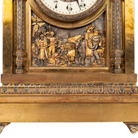 Antique French Orientalist Arab 8 Day Gilt Bronze Statue Clock Garniture, Circa 1880