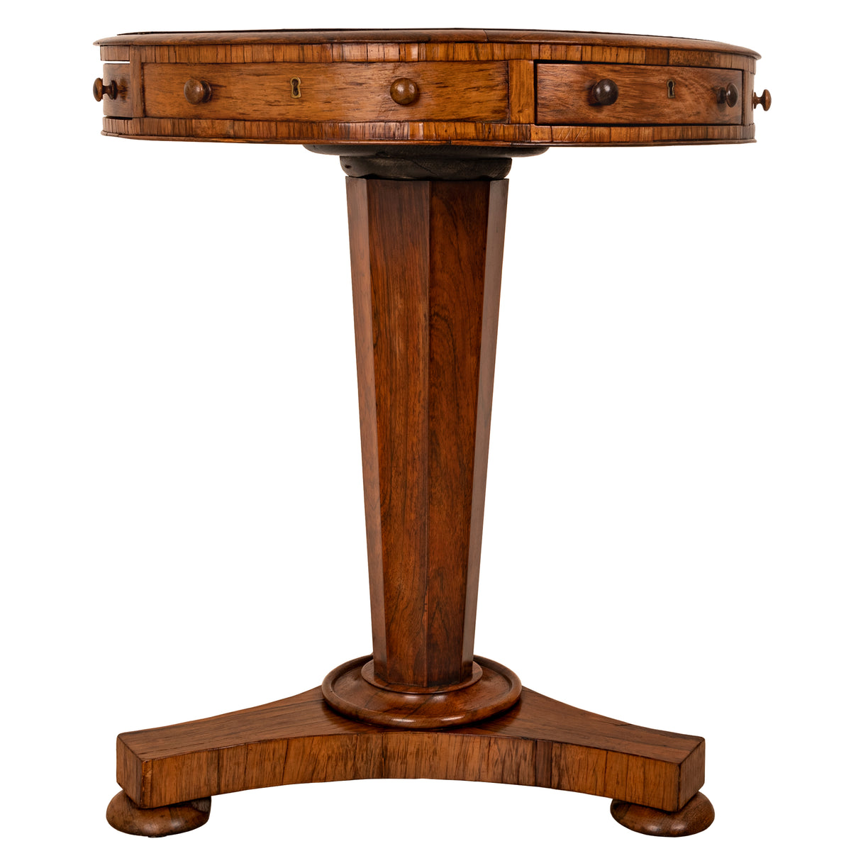 Antique Georgian Regency Brazilian Rosewood Pedestal Drum Center Table, Circa 1825