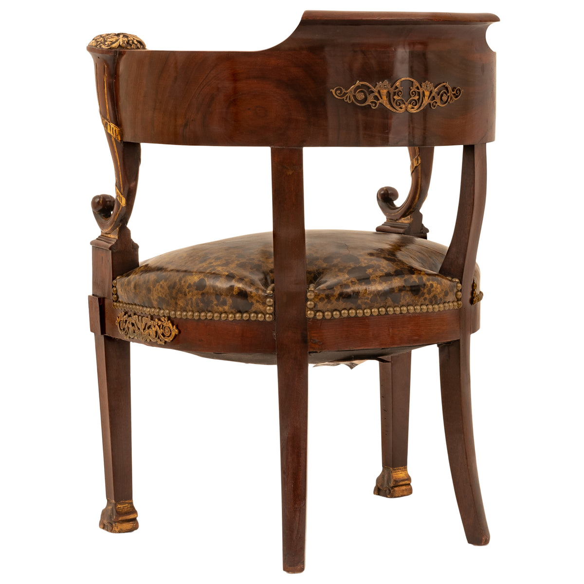 Empire Style Parcel Gilt Mahogany Hall Bench Empire Style Parcel Gilt Mahogany Hall Bench