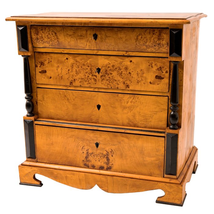 Antique Swedish Biedermeier Golden Birch Ebonized Chest of Drawers Dresser, Circa 1820