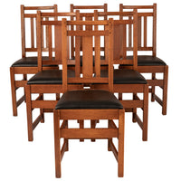 Antique American Mission Arts & Crafts Oak Limbert Table #1480 & Six Chairs, circa 1905