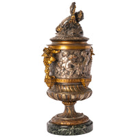 Antique French Gilt Bronze Ormolu Napoleon III Lidded Wine Urn Cooler, Circa 1870