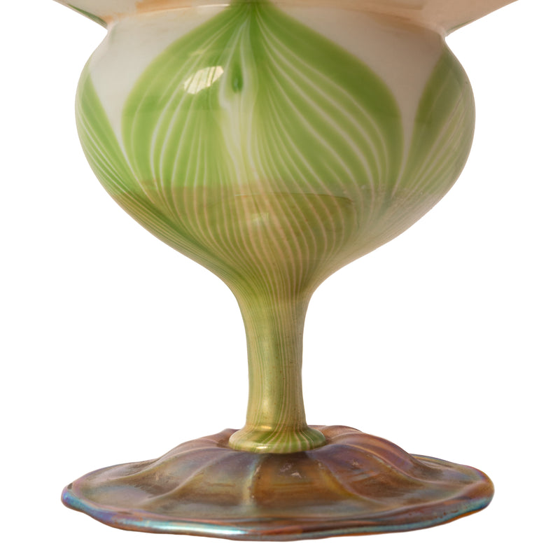 Antique L. C. Tiffany Favrile Large Floriform Feathered Iridescent Glass Vase, Circa 1908
