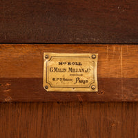 Antique French Louis XV Walnut Ormolu Tambour Roll Top File Cabinet Paris, Circa 1900