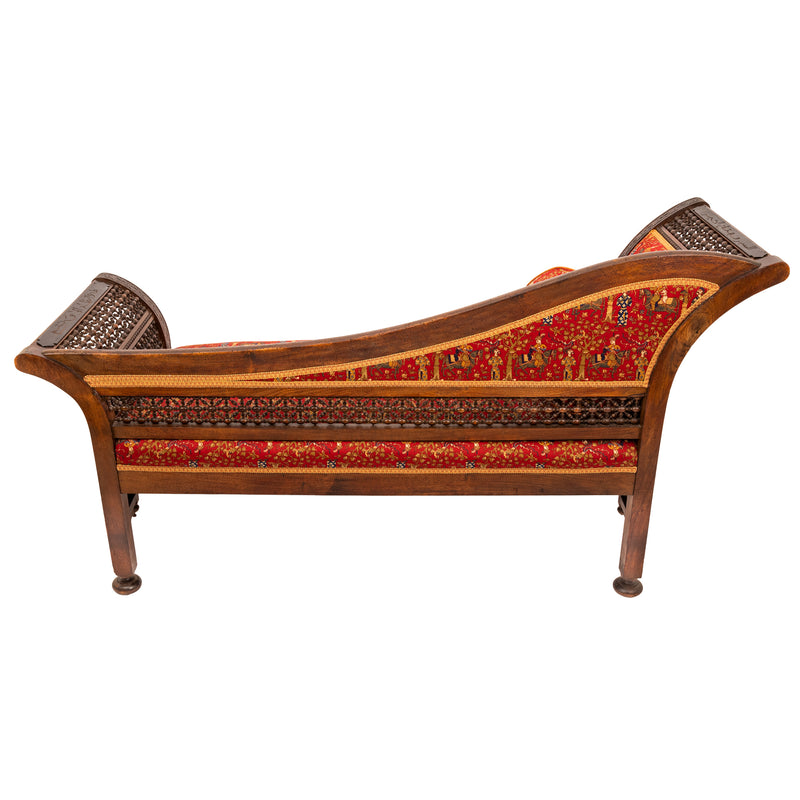 Antique Moorish Syrian Levantine Arabesque Arabic Chaise Longue Sofa Settee, Circa 1880