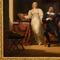 Henri Jean Baptiste Victoire Fradelle, Antique French Oil on Canvas Shakespearian Lovers Historical Interior Scene, Circa 1810