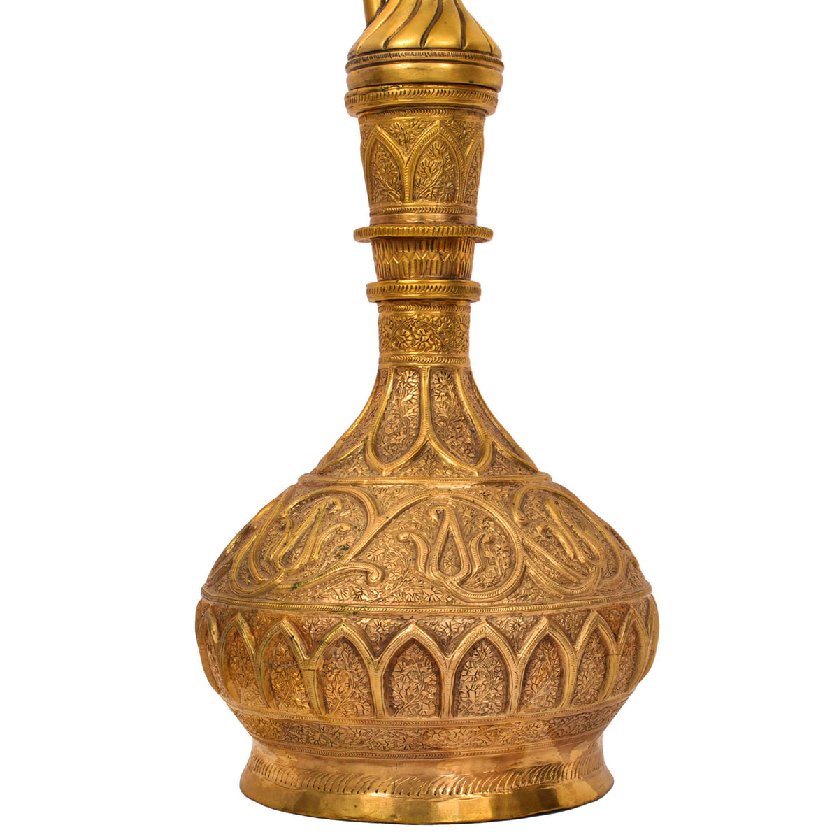 Antique 19th Century Ottoman Islamic Tombak Gilt Copper Nargile Hookah Turkey, Circa 1860