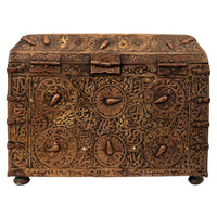 Antique 16th Century Islamic Safavid Al Jazari Combination Locking Brass Casket. Circa 1550