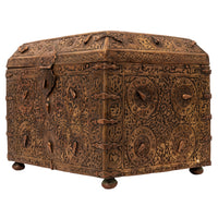 Antique 16th Century Islamic Safavid Al Jazari Combination Locking Brass Casket. Circa 1550