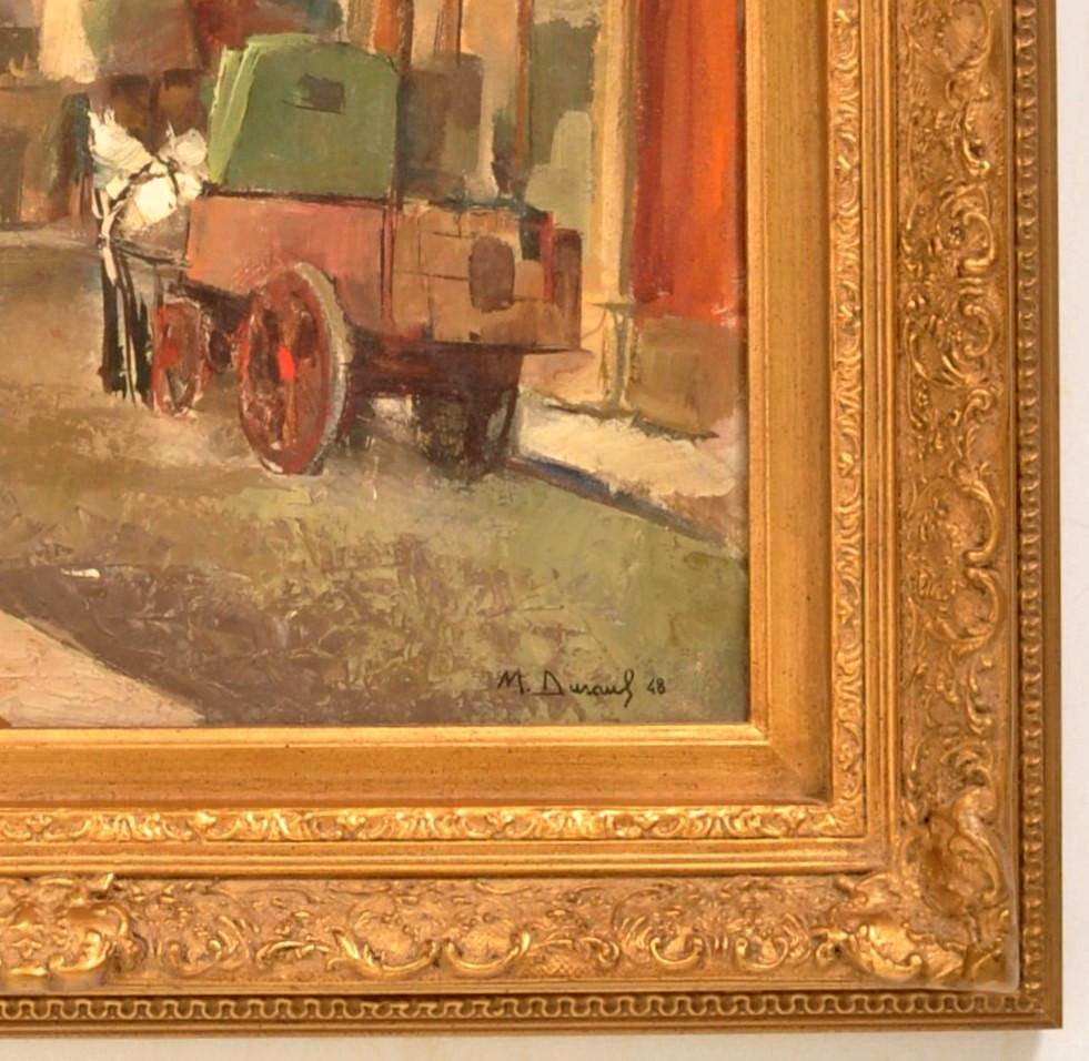 French Oil on Canvas Post Impressionist New School of Paris Painting Street Scene Michel Dureuil 1948