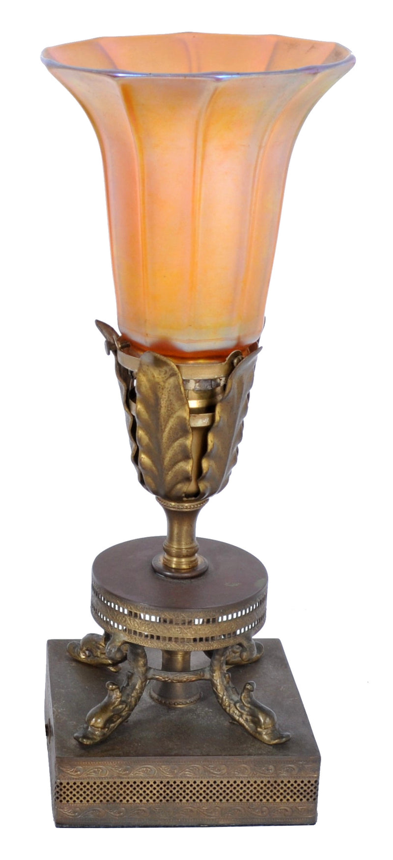 Antique American Art Nouveau Table Lamp by Quezal, Circa 1910