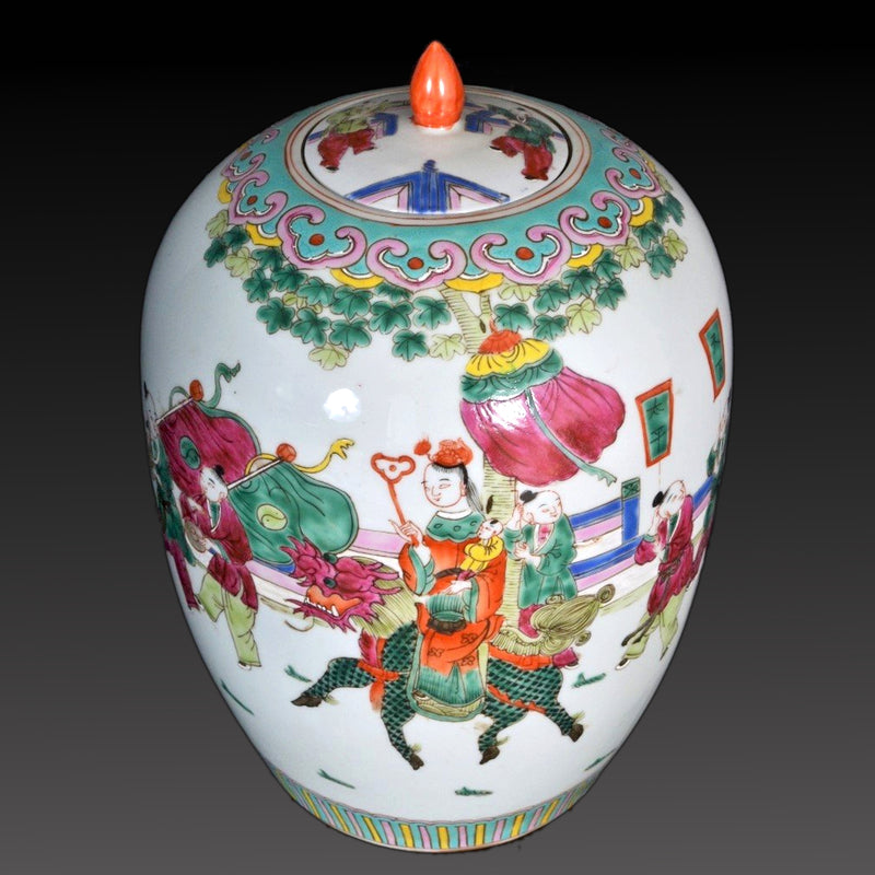 Antique Chinese Qing Dynasty Porcelain Ginger Jar, Circa 1890