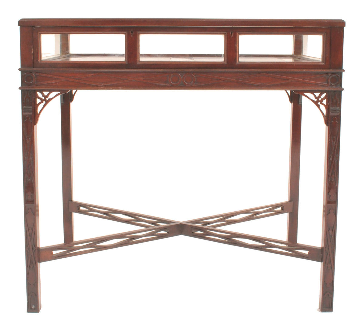 Antique Edwardian George III Chinese Chippendale Style Bijouterie Table / Vitrine / Display Case, Circa 1900