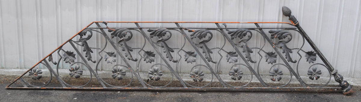 Antique Art Nouveau Cast & Wrought Iron Stair Rail, Circa 1895