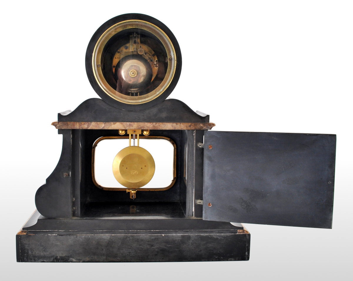 Antique 8-Day Marble & Slate Mantel Clock by Henri Marc of Paris, circa 1870