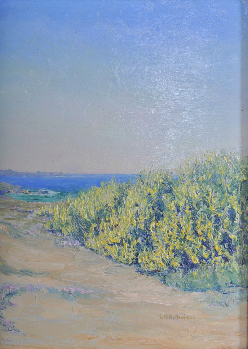 Oil on Board, "Sand Dunes Near Spanish Bay," by Lillie May Nicholson (1884-1964)