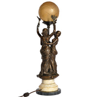 Antique French Bronze & Marble Statue / Sculpture / Table Lamp, The Three Graces, circa 1900