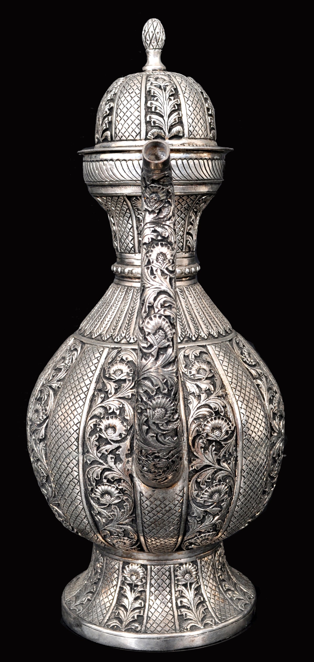 Large Antique Islamic Persian Arabic White Silver Ewer / Pitcher, Qajar Period, circa 1880
