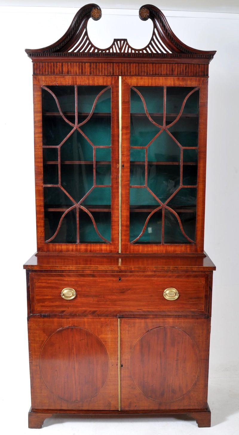 Historically Important Federal Period Inlaid Mahogany Secretary Bookcase by John Shaw of Annapolis, Circa 1795