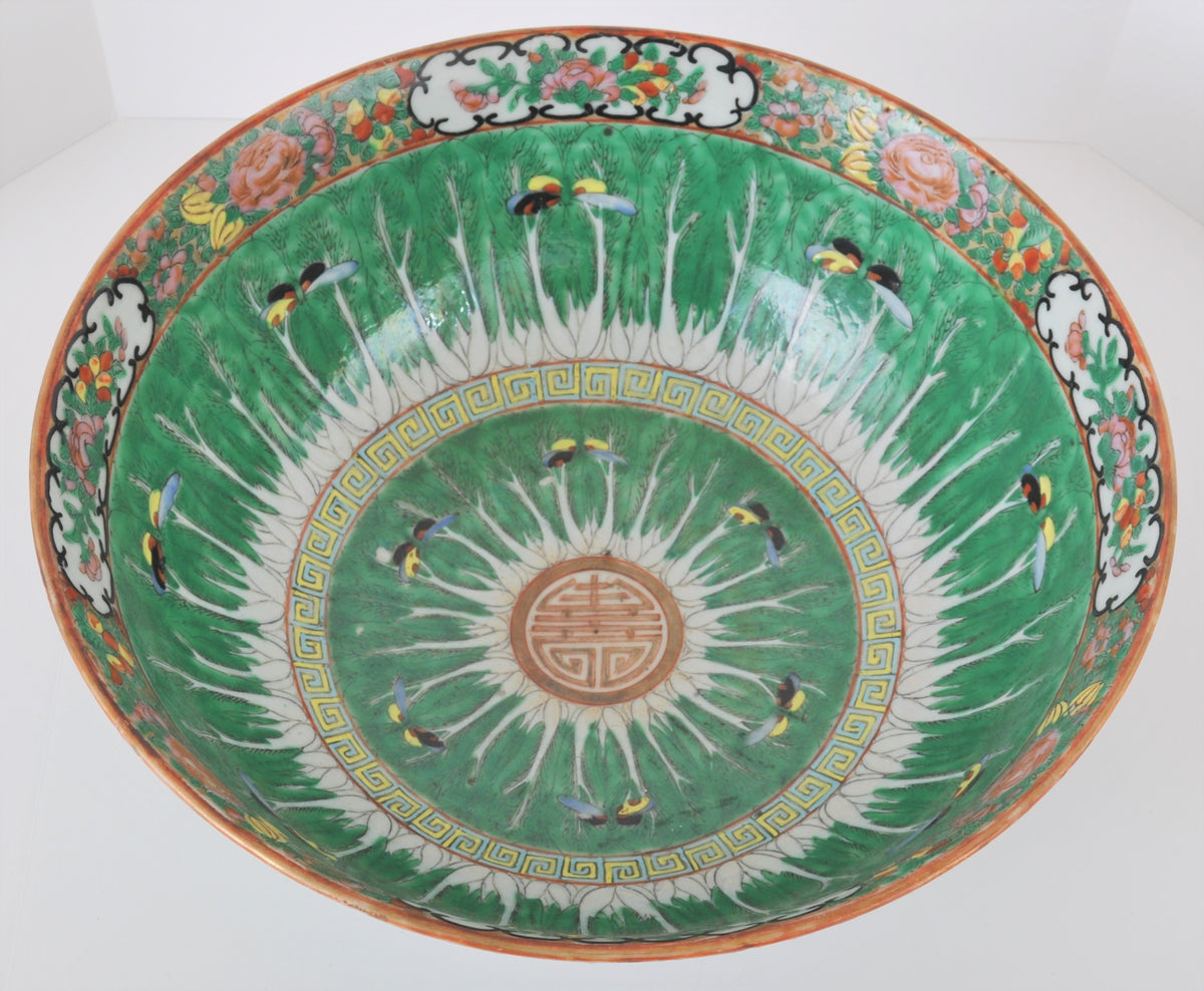 Antique Chinese Qing Dynasty Famille Rose Porcelain Bowl, Circa 1900