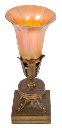 Antique American Art Nouveau Table Lamp by Quezal, Circa 1910