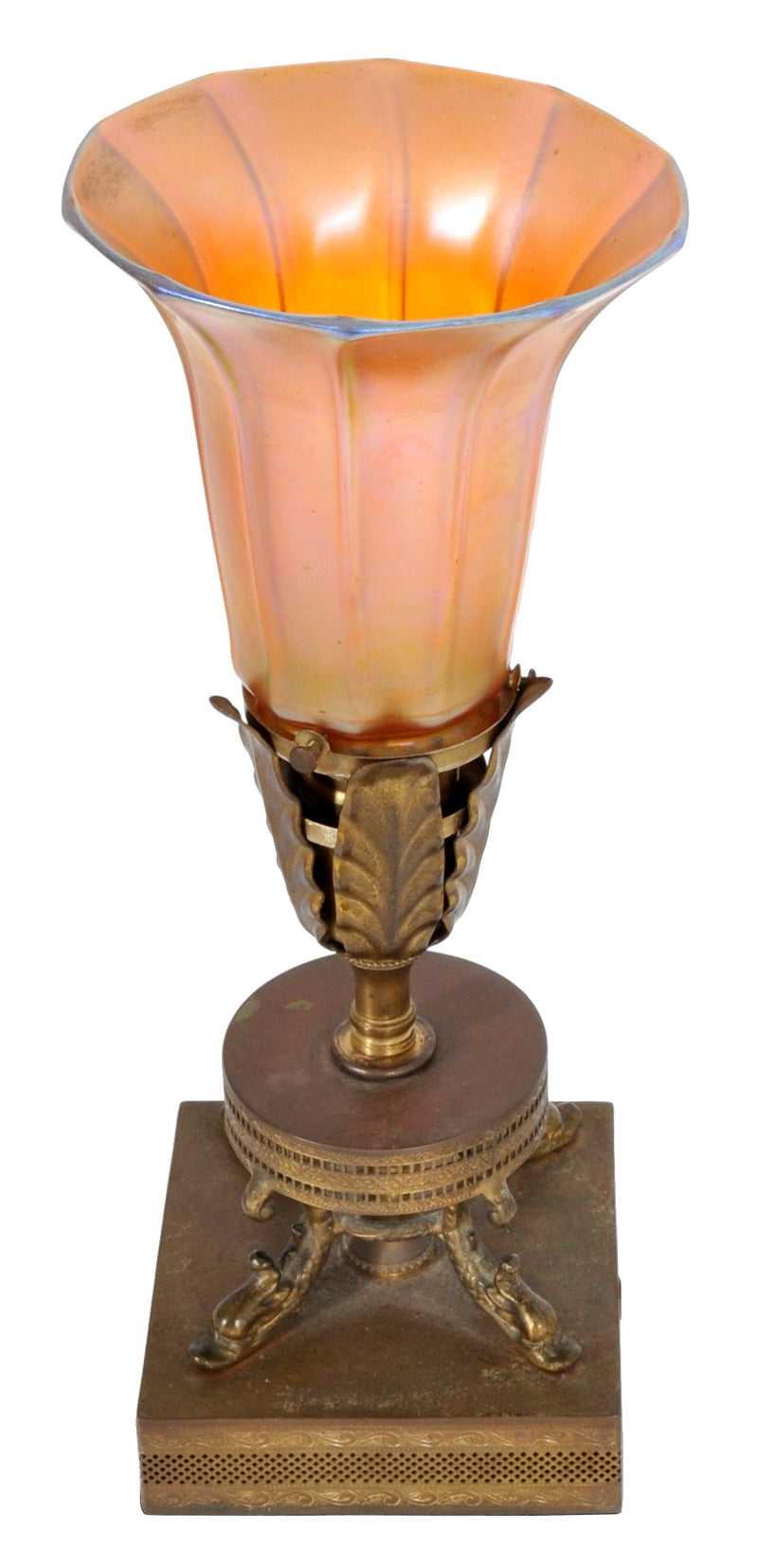 Antique American Art Nouveau Table Lamp by Quezal, Circa 1910