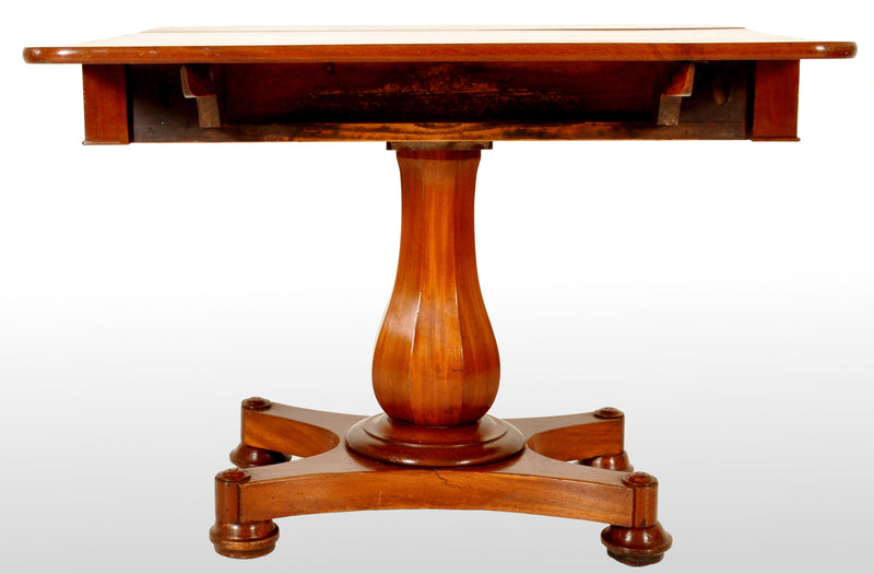 Antique American Classical Empire Mahogany Drop Leaf Pedestal Pembroke Table John Needles Baltimore, 1840