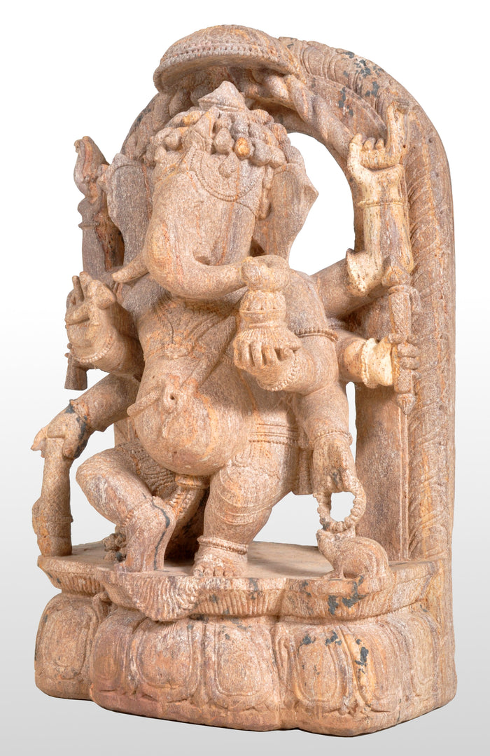 Antique 17th Century Hindu Carved Sandstone Ganesha Statue / Stele India 1600's