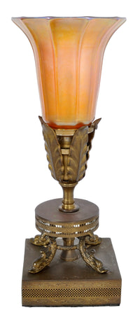 Antique American Art Nouveau Table Lamp by Quezal, Circa 1910