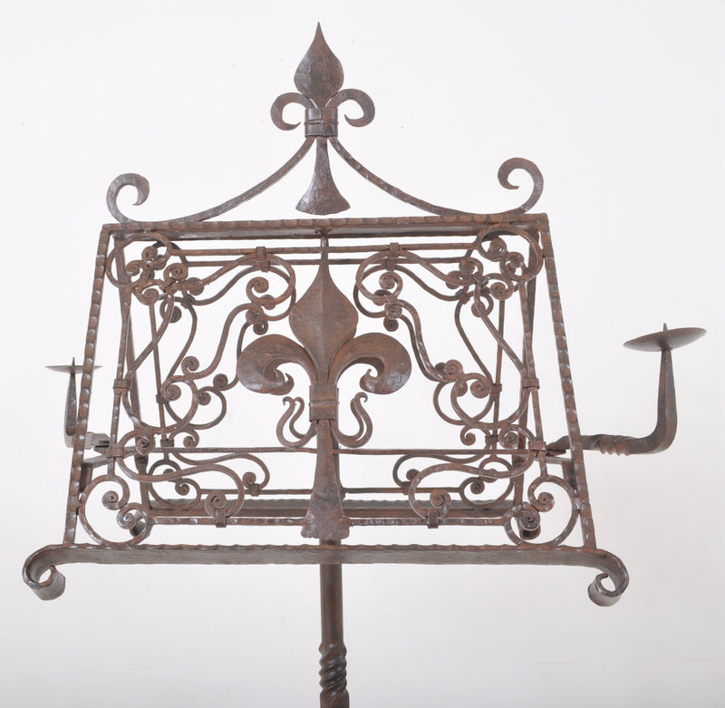 Antique French Gothic Wrought Iron Music Stand, Circa 1850