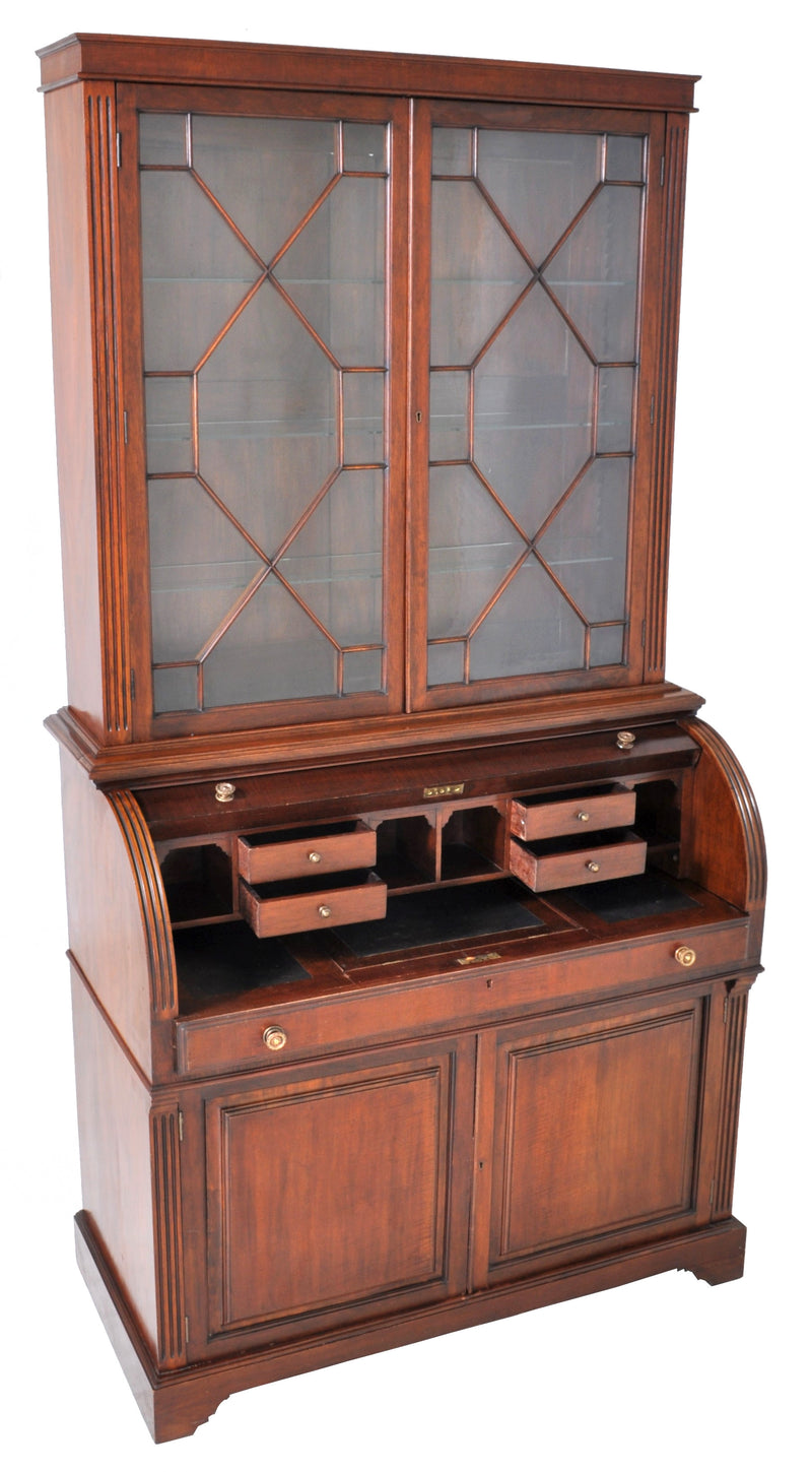 Fine Antique 19th Century George IV Mahogany Cylinder Bookcase / Secretary / Desk, Circa 1830