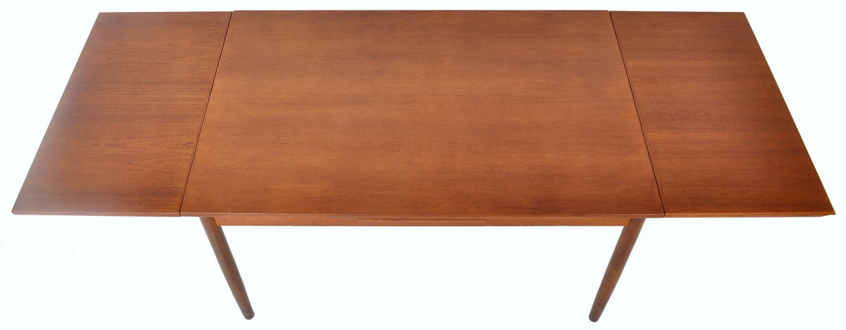 Mid-Century Modern Draw Leaf Dining Table in Teak, 1960s
