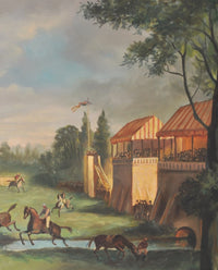 Large Oil on Canvas Painting of a Steeple Chase by the French Artist A. Chapitel