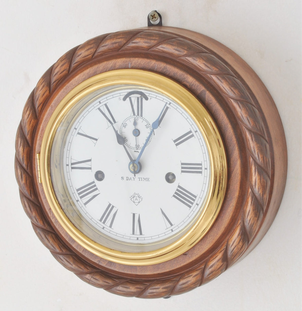 Antique English 8-Day Oak Cased Wall Clock, Circa 1900