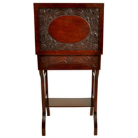 Antique Art Nouveau Scottish Arts & Crafts Carved Walnut Sewing Work Table, circa 1900