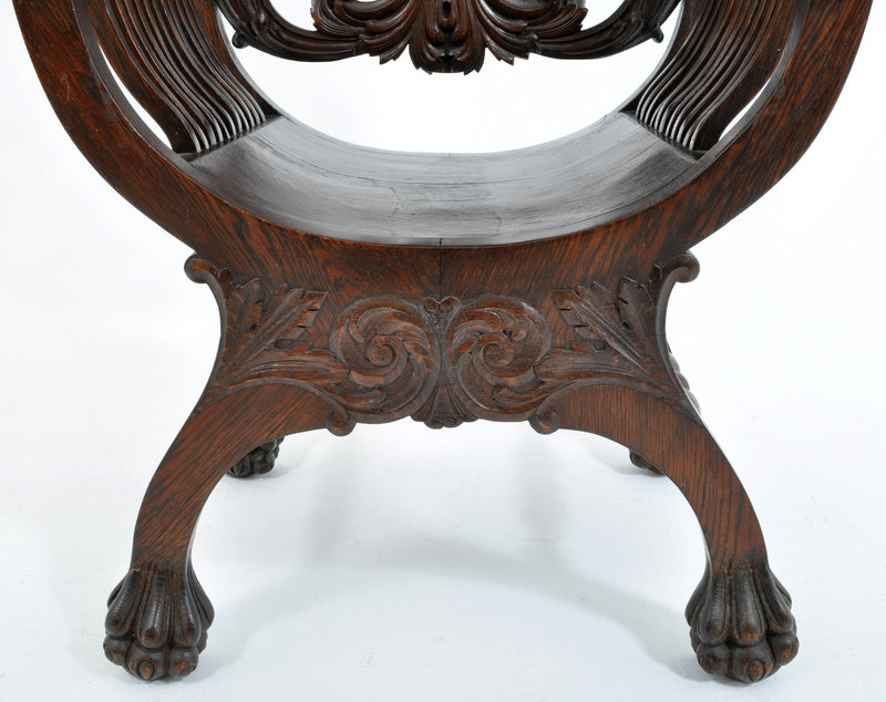 Antique American Robert Mitchell High Back Mahogany Arm Chair, Circa 1902