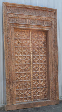 Antique 19th Century Indian Rajastani Carved Door & Frame