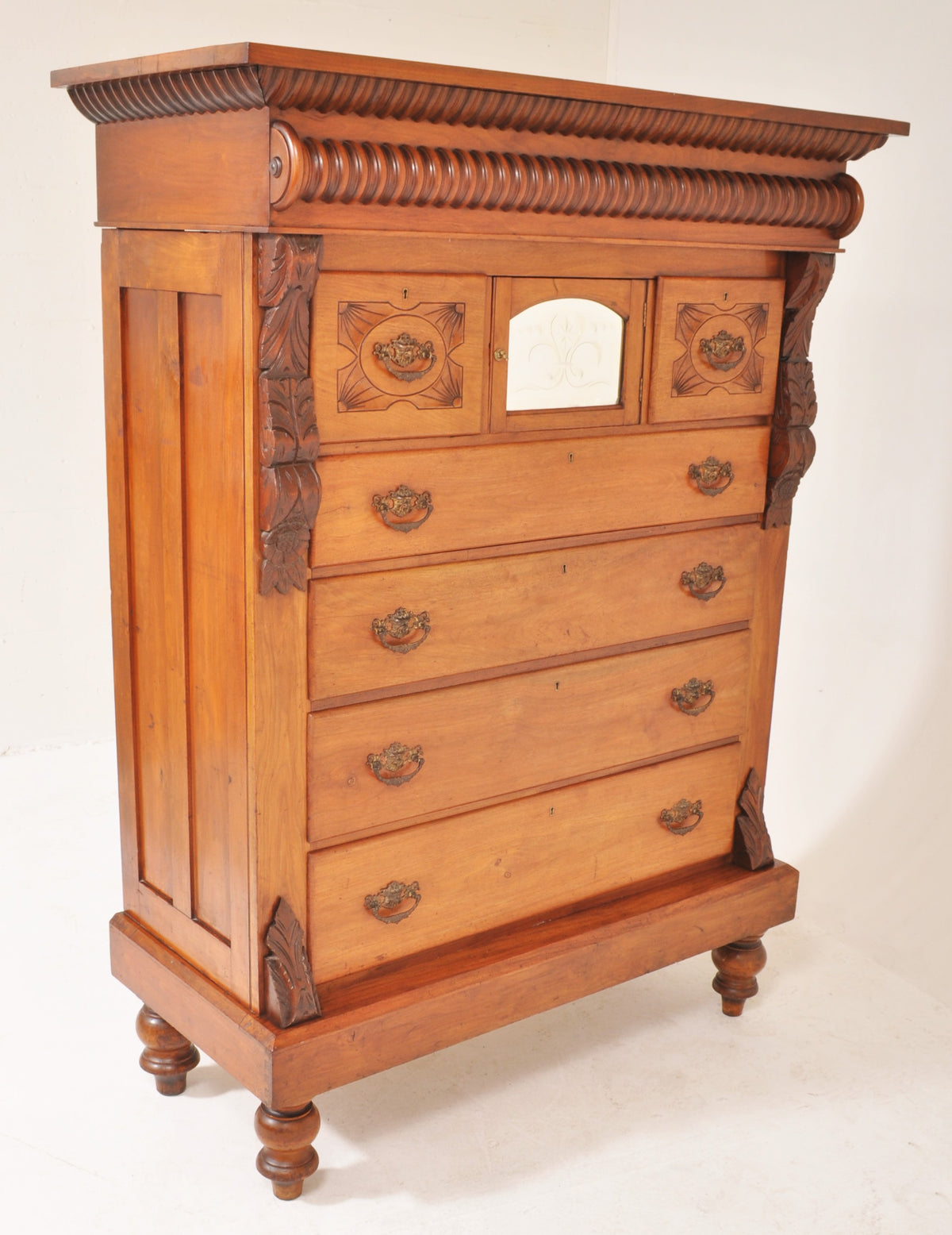 Antique Scottish Tall Walnut Chest of Drawers/Dresser, Circa 1870